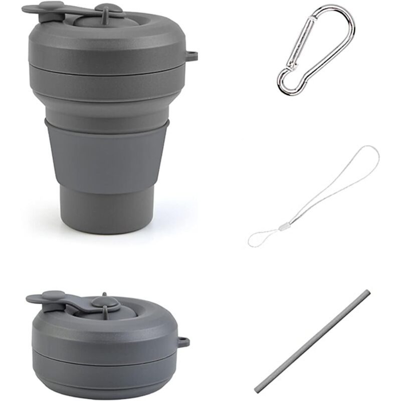 Tasse à thé pliable en silicone sans BPA pour la protection de l'environnement (gris)