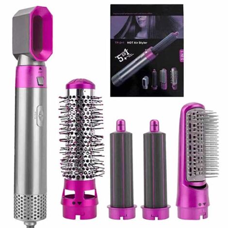 Brosse à sèche-cheveux Air Curler amovible Kit pour sécher les curling Lisseur à cheveux  5 en 1 Rose