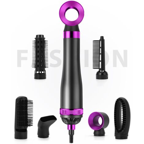 Brosse à sèche-cheveux Air Curler amovible Kit pour sécher les curling Lisseur à cheveux  6 en 1 Rose