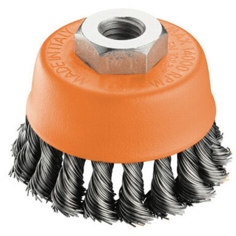 Brosse à tasse de 75 mm avec fils torsadés – Détails précis sur soudures et rouille – Brixo