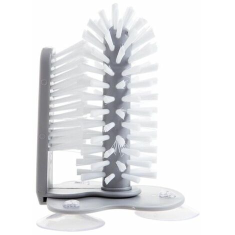 Brosse à vaiss avec ventouses, brosse à verres, brosse à vaiss, brosse double face avec ventouse, brosse à verres grise pour bar, cuisine, évier, outils de nettoyage
