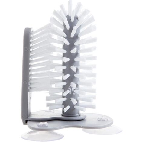 Brosse à vaisselle avec ventouses, brosse à verres, brosse à vaisselle, brosse à poils double face avec ventouse, brosse à verres grise pour bar, cuisine, évier de nettoyage, outils Oi-FRIS