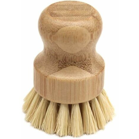 Brosse à vaisselle en bambou, brosse à vaisselle ronde en bois pour nettoyer les casseroles, poêles, assiettes et couverts