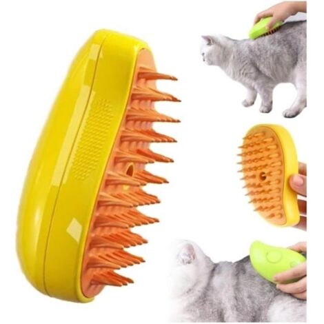 Brosse à vapeur 3 en 1 pour chat, brosse de toilettage autonettoyante pour chat, brosse à vapeur multifonctionnelle pour chat,