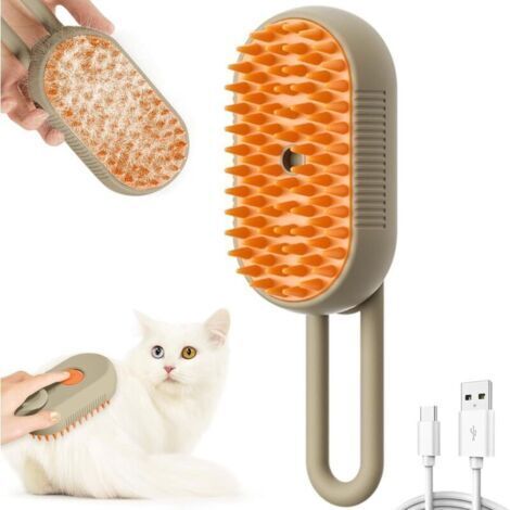 Brosse à Vapeur 3 en 1 pour Chien et Chat, Brosse de Toilettage Multifonction Avec Réservoir d'Eau, Brosse Vapeur Chat et Chien Pour Démêler Les Noeuds Et Les Poils Lâches Des Animaux