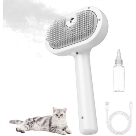 Brosse à vapeur pour chats, brosse à vapeur 3 en 1 pour chiens et chats, outil d'épilation pour animaux de compagnie, élimine l'inconfort, convient au massage et au coiffage