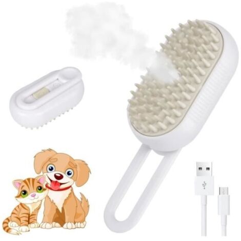 Brosse à vapeur - Steamy - 3 en 1 - Auto nettoyante - Massage efficace - Pour chats et chiens