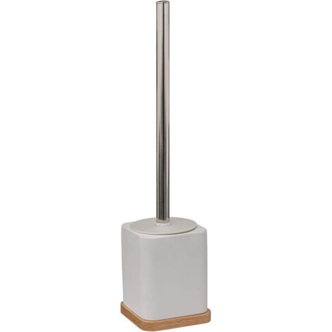 Brosse à WC en polyrésine et bois - H 35,5 cm - Epuréo Blanc - Livraison gratuite