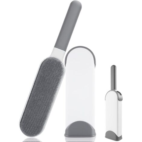 Brosse Anti Poils Animaux Chat Chien, Brosse de Nettoyage Magique Réutilisable Enlève Poils, Double Face Pet Hair Remover avec Auto-nettoyante Anti-poil Efficace, Idéal pour Chiens et Chats (Gris)