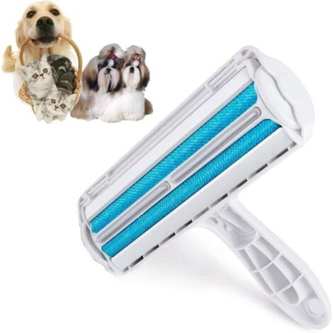 Brosse Anti Poils Animaux Chat Chien-Enlève Poils-Brosse de Nettoyage, Épilateur (vêtements/Lit)-Réutilisable Rouleau à Ramasse de Poils（BLUE）
