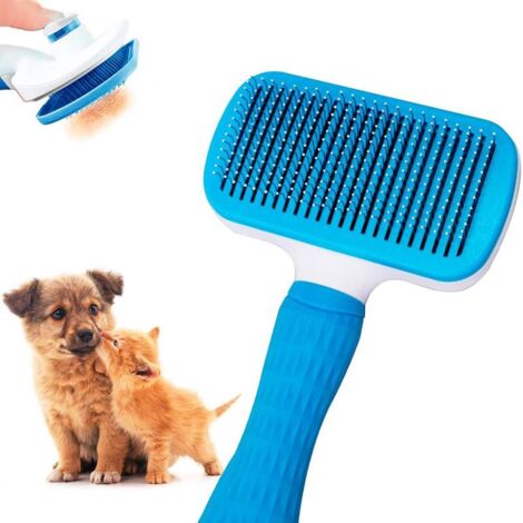 Brosse autonettoyante chien chat, ergonomique acier silicone poils longs