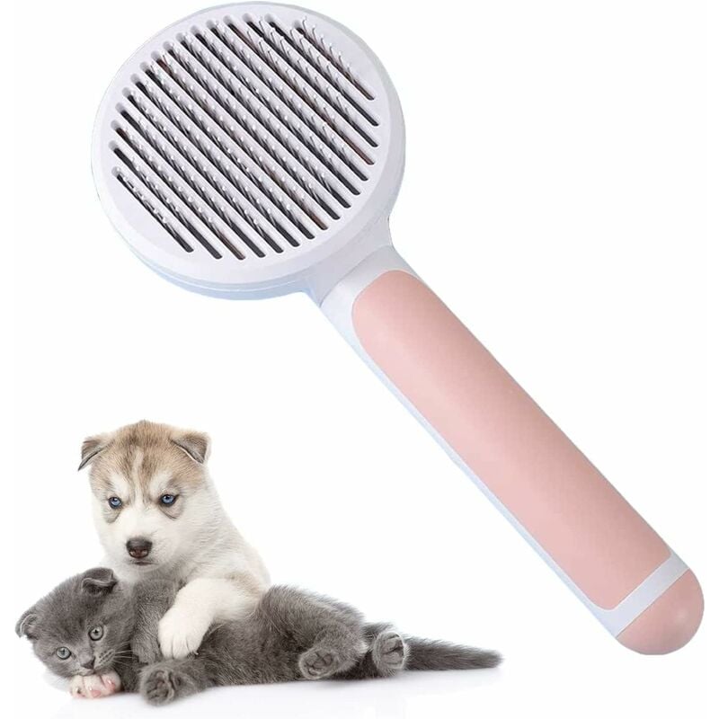 Jusch - Brosse Autonettoyante Poils Morts pour Chat Chien, Brosse Chiens et Chats, pour Toilettage du Chien Chat