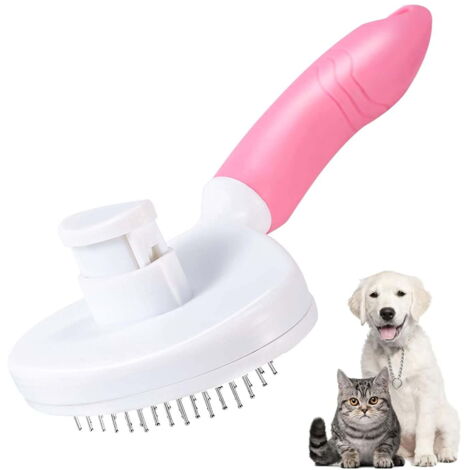 Brosse Autonettoyante pour Chat et Chien, Élimine Poils Morts et Nœuds, Poils Longs et Courts