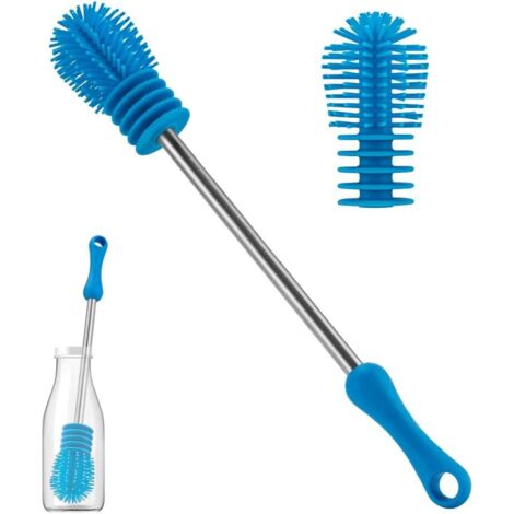 Brosse biberon en siliCône avec manche long (bleu)-Fei Yu