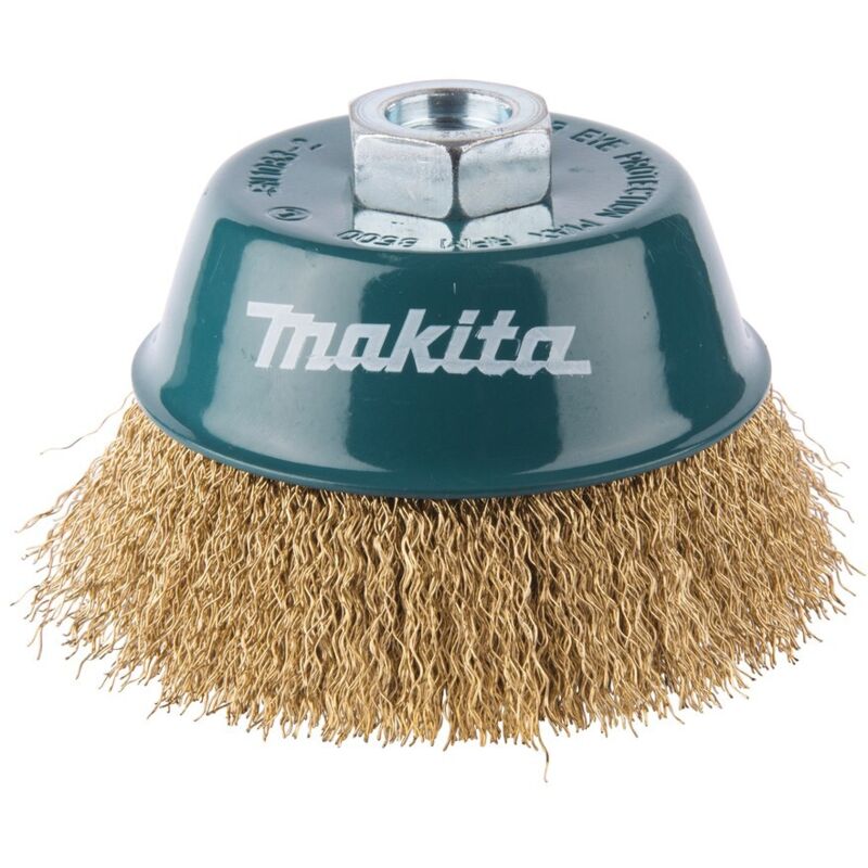 Makita Brosse boisseau à fils acier laitonés et ondulés pour meuleuses d'angle Ø100mm D 39805 - vue 2