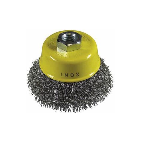 Brosse boisseau 75mm M14 fils ondulés 0,3 Inox HIKOKI 751316