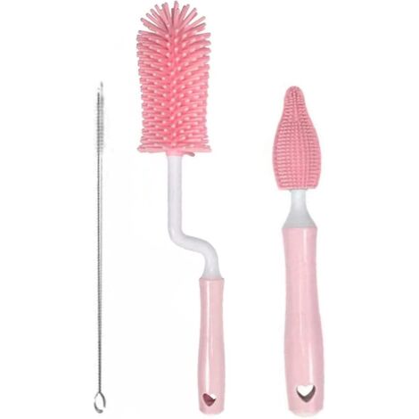 brosse  Bouteille En Silicone Biberon Brosses Brosses De Nettoyage Pour Biberons Tasses Bouilloires Verres  Vin(ensemble De 3 Pices)