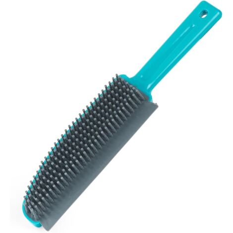 Brosse Caoutchouc Pet Plus+ pour Tapis/Moquette/Voiture, Spécial Poils Animaux, Design Style Vileda pour Rembourrage, Turquoise/Gris