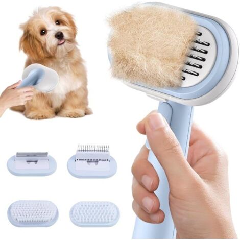 Brosse Chat Brosse Chien 5 en 1 Brosse poils Animaux, Brosse Démêlante Brosse de Bain pour Chat - avec un Bouton pour Nettoyer
