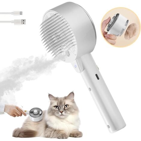 Brosse Chat Vapeur 4 en 1 Brosse pour Chien et Chats Poil Long Court Autonettoyant Brosse Vapeur Chat Chien Peigne de Spray pour Massage, Toilettage et Épilation pour Animaux Chats Chien Lapin