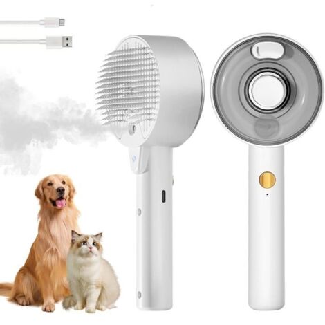 Brosse Chat Vapeur, 4 en 1 Brosse Vapeur Chat Brosse Chiens Chats Autonettoyante, Brosse Chat avec Réservoir d'Eau