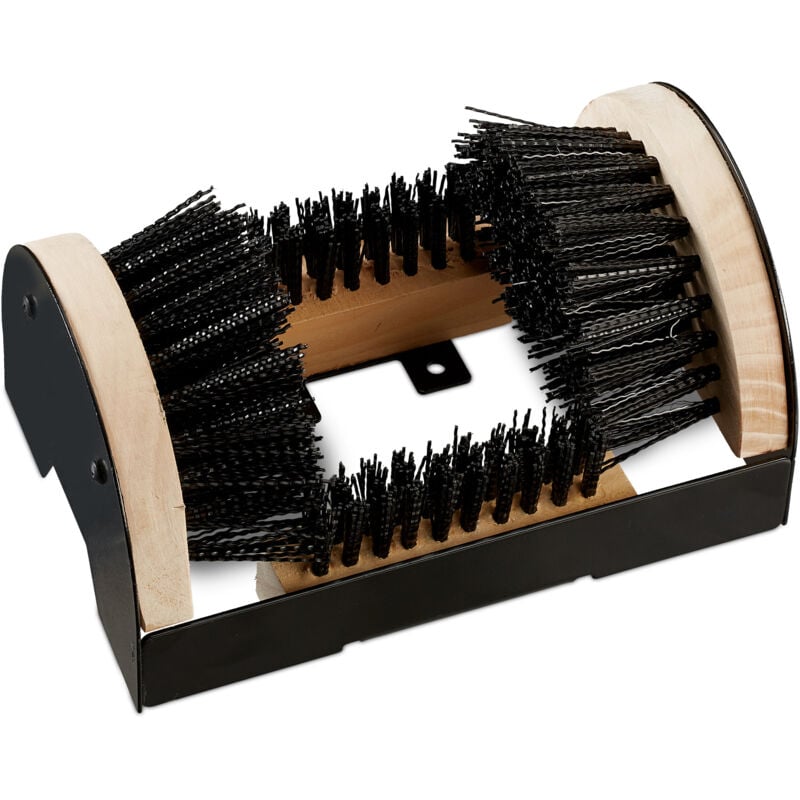 Relaxdays - Brosse à chaussure, lot de 4, tout autour, gratte-bottes, pour l'extérieur, poils robustes, fixation au sol, noir/nature