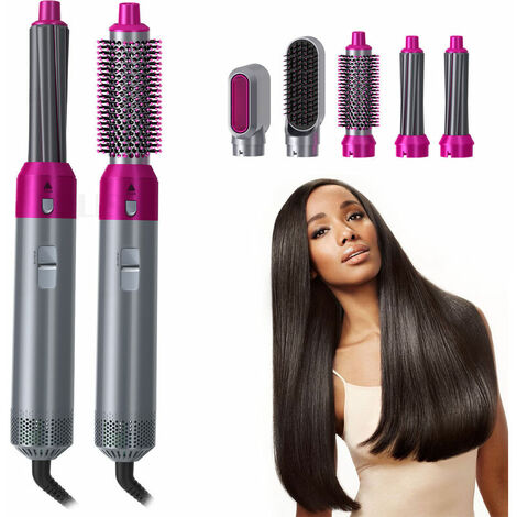 Brosse Cheveux Ensemble de Brosse Soufflante Chaud 5 en 1 Boucleur a Cheveux et Brosse lissante Cheveux pour Tous Les Cheveux Brosse soufflante rotative