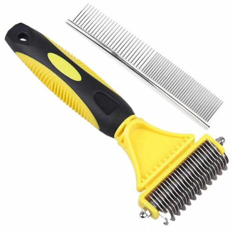 Brosse Chien Brosse Chat, Peigne Déméloir Chien Professionnel et Brosse Chien Poil Long, Râteau de Toilettage pour Chien et Chat Réduit Efficacement la Perte de Cheveux Jusqu