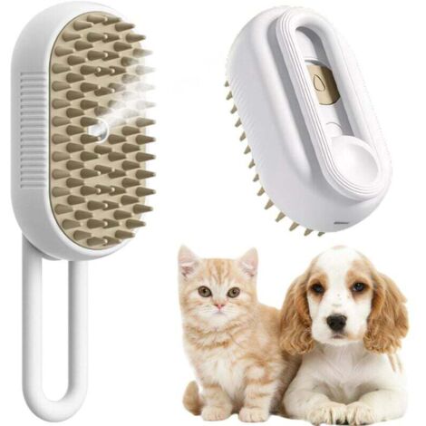 Brosse Chien Chat à Vapeur 3 En 1 Peigne De Massage En Spray Pour Chats Brosse chien poil long/court Brosse vapeur chat Idéal Pour Massage, Soin (A)