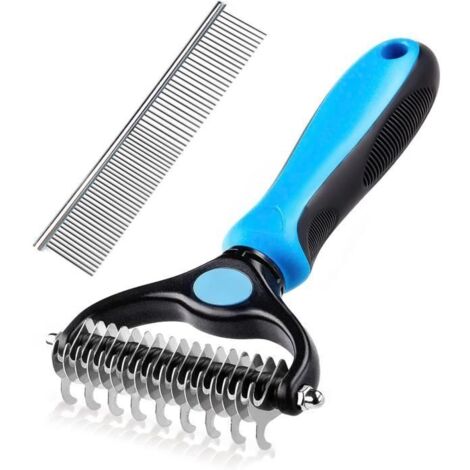 Brosse Chien et Chat Professionnel Poil Long Toilettage du Chien Râteau Dents à Double Face Élimine Les Nœuds,avec peigne