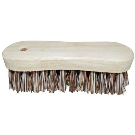 Brosse Chiendent Violon Fibre Vegetale Naturelle Renforcee - Monture Bois Ponce - 17 cm - Nettoyage Sol Pro et Domestique