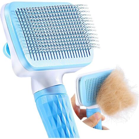 Brosse Chiens Chats, Autonettoyante Brosse poils morts pour chat chien, Enlèvement Efficace jusqu'à 95% des Poils Morts et Poils Tomentose, adapté pour les Chiens Chats cheveux courts et longs
