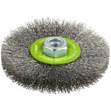 Brosse circulaire 115 mm à fils d’inox ondulés 115 mm, 0,3 mm, M14