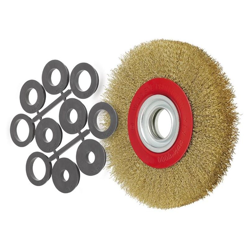 Fervi - Brosse circulaire 150 mm avec fils d'acier ondules pour meuleuse d'etabli