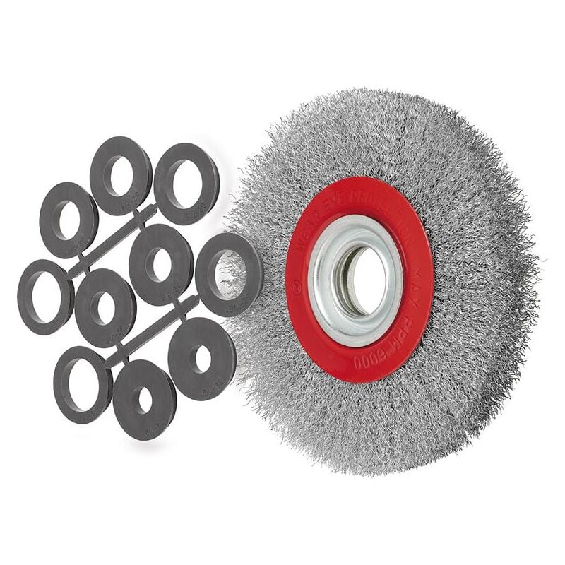 Fervi - Brosse circulaire 175 mm avec fils inox ondules pour meuleuse d'etabli