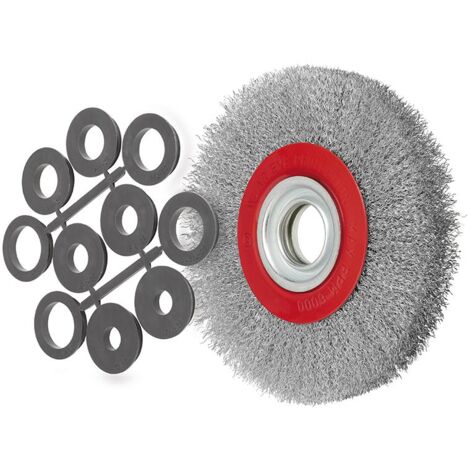 Brosse circulaire 200 mm avec fils inox ondules pour meuleuse d'etabli