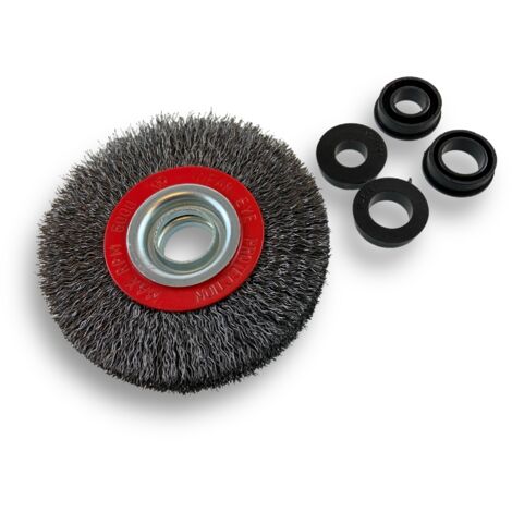 Brosse circulaire ACIER  Ø 100 mm  Epaisseur 2 rangs  Fil dur 0.30 mm ondulé  Alésage 16 mm  Touret meuleuse affûteuse ponceuse  Brossage décapage polissage dérouillage  Kibros 234102AT