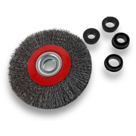 Brosse circulaire ACIER  Ø 125 mm  Epaisseur 2 rangs  Fil dur 0.30 mm ondulé  Alésage 16 mm  Touret meuleuse affûteuse ponceuse  Brossage décapage polissage dérouillage  Kibros 234127AT