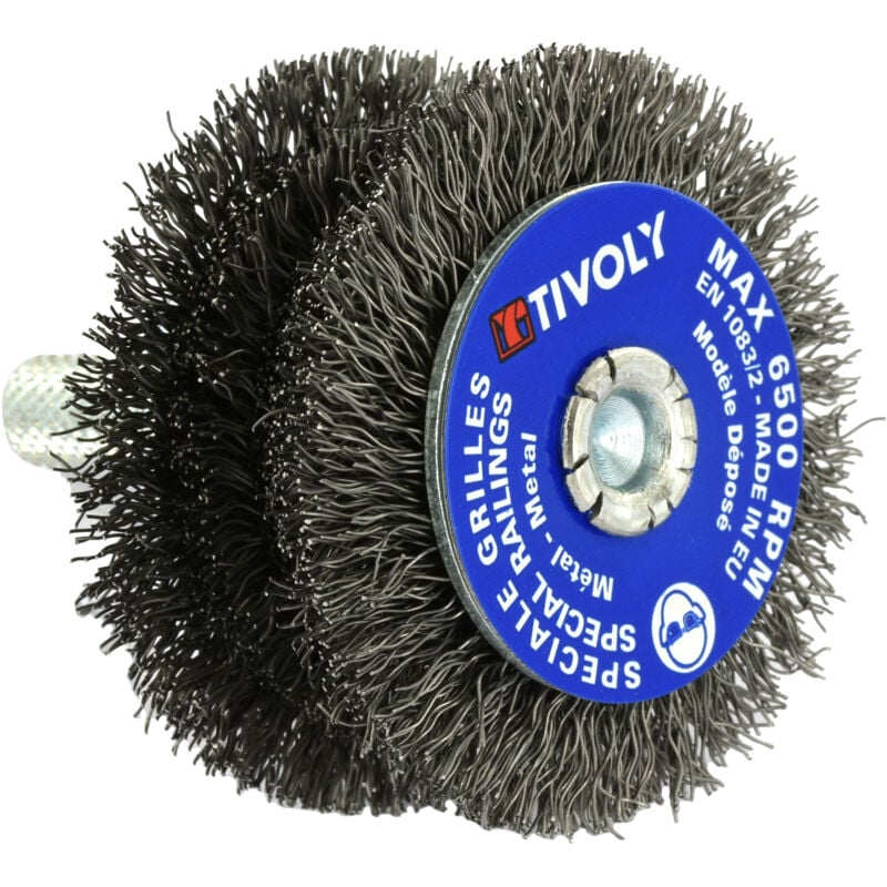 Brosse Circulaire Etagée technic pour perceuse, fil acier, décapage du métal ø 60mm - Tivoly