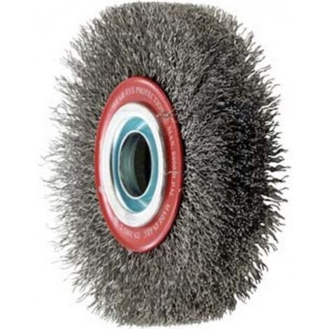 Brosse circulaire, fil d'acier de 0,3 mm, ondulé, Ø de la brosse : 150 mm, Epaisseur du fil 0,30 mm, Larg. : de travail 30 mm, Vitesse maxi. : 6000 tr/mn
