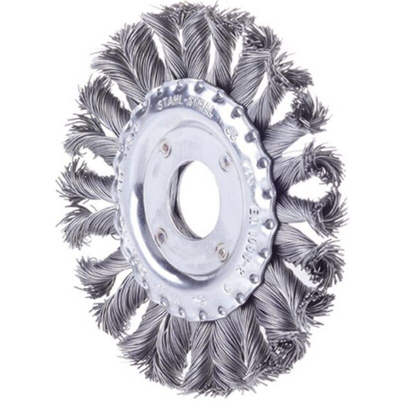 Brosse circulaire, fil d'acier inoxydable, torsadé, Ø de la brosse : 178 mm, Epaisseur du fil 0,50 mm, Larg. : de travail 13 mm