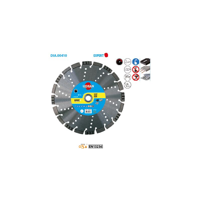 Leman - Disque diamant asphalte Béton armé Expert ø 350 Alésage 20 Ep. 3,2mm
