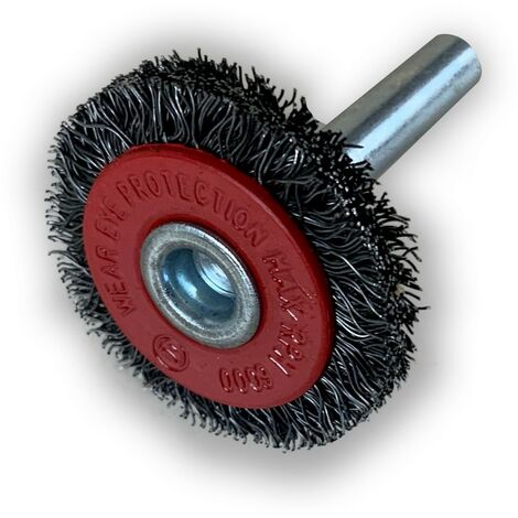 Brosse circulaire métallique sur tige Ø 30 mm  Fil acier souple - Quantité x 1 - Ø 30 mm - Ep. 8 mm - Acier souple