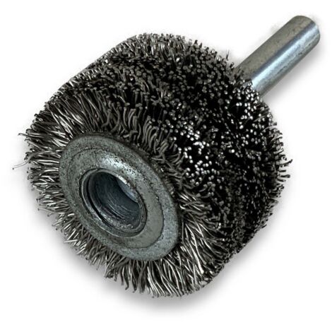 Brosse circulaire métallique sur tige Ø 30 mm  Fil inox dur - Quantité x 1 - Ø 30 mm - Ep. 18 mm - Inox dur