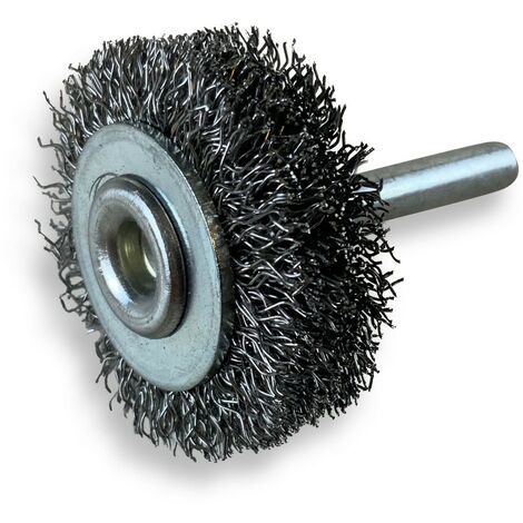 Brosse circulaire métallique sur tige Ø 38 mm  Fil acier dur - Quantité x 1 - Ø 38 mm - Ep. 18 mm - Acier dur