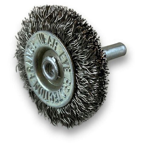 Brosse circulaire métallique sur tige Ø 38 mm  Fil inox dur - Quantité x 1 - Ø 38 mm - Ep. 8 mm - Inox dur