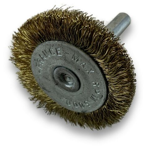 Brosse circulaire métallique sur tige Ø 38 mm  Fil laiton souple - Quantité x 1 - Ø 38 mm - Ep. 8 mm - Laiton souple