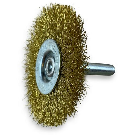 Brosse circulaire métallique sur tige Ø 60 mm  Fil laiton souple - Quantité x 1 - Ø 60 mm - Ep. 8 mm - Laiton souple