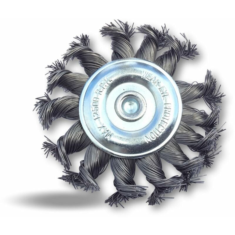 Kibros - Brosse circulaire métallique plate à mèches torsadées pour perceuse - a l'unité - ø 75 mm - Fil dur - Mèches torsadée