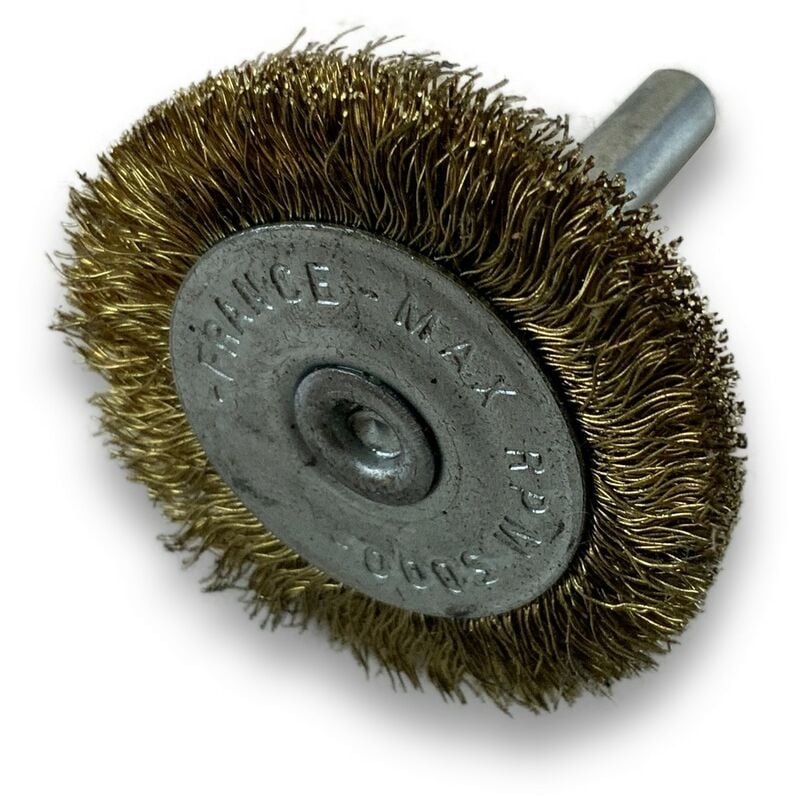Kibros - Brosse circulaire métallique sur tige ø 38 mm Fil laiton souple - Quantité x 1 - ø 38 mm - Ep. 8 mm - Laiton souple